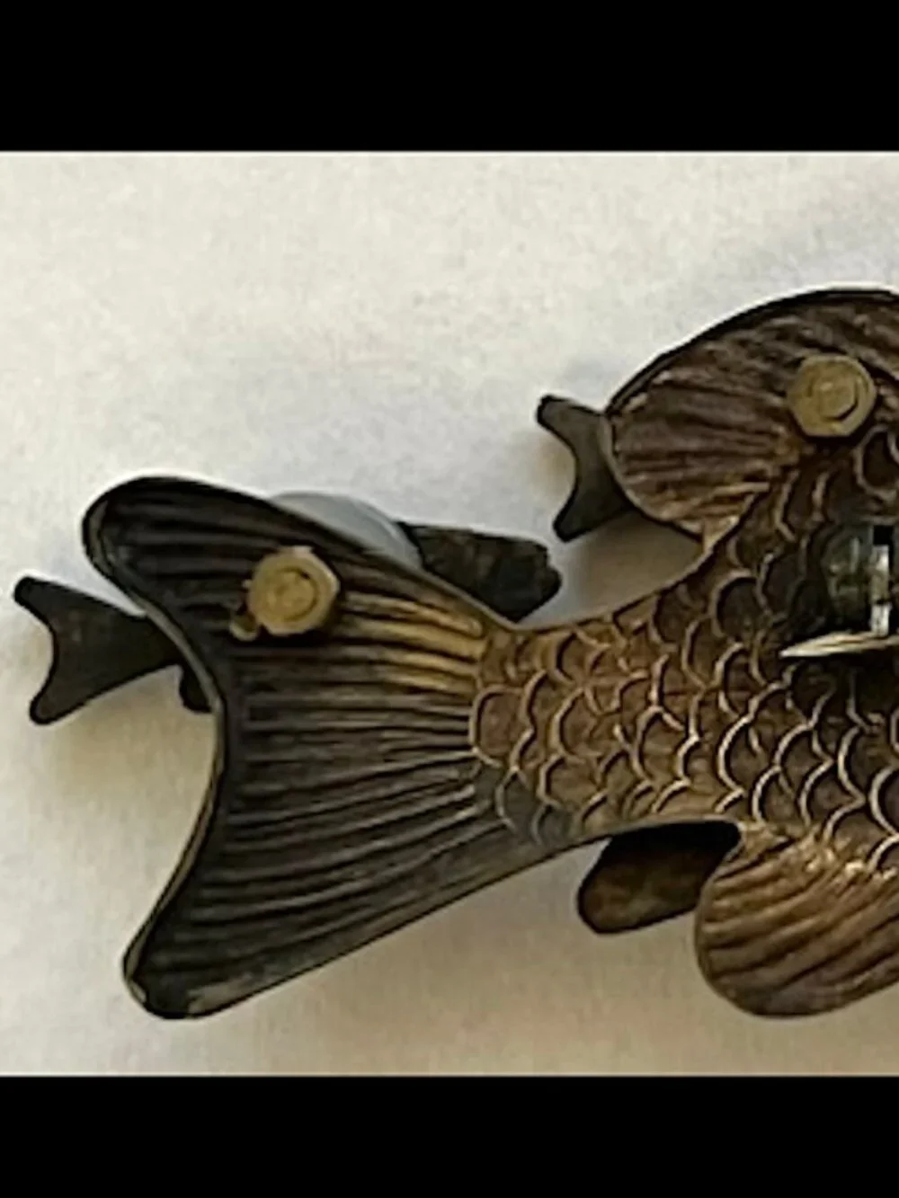 Vintage FISH Brasstone Steampunk Brooch Thomas Mann Style